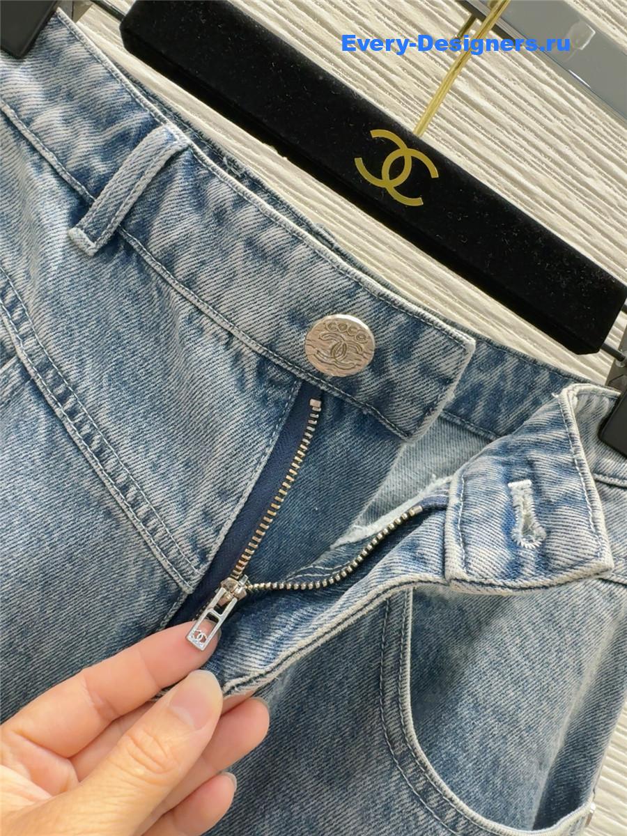 Ch**el high waist denim skirt
