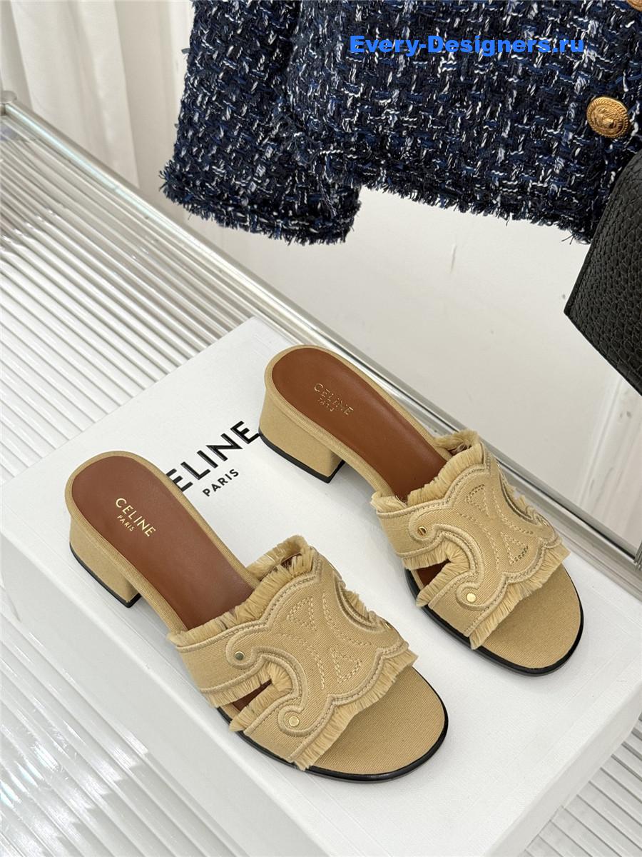 Ce1i*e denim brown fringed mules
