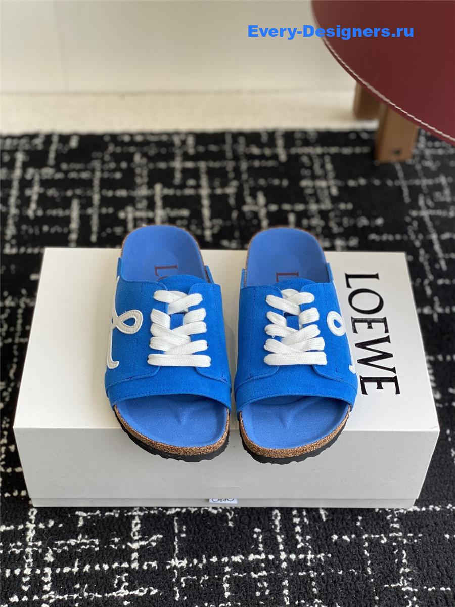 L0ew* blue logo lace-up slides