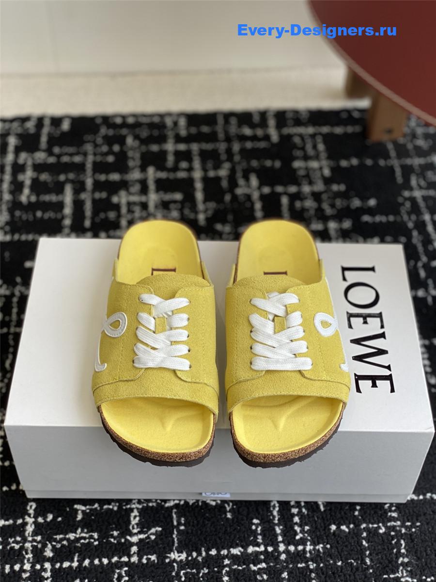 L0ew* logo yellow lace-up slides