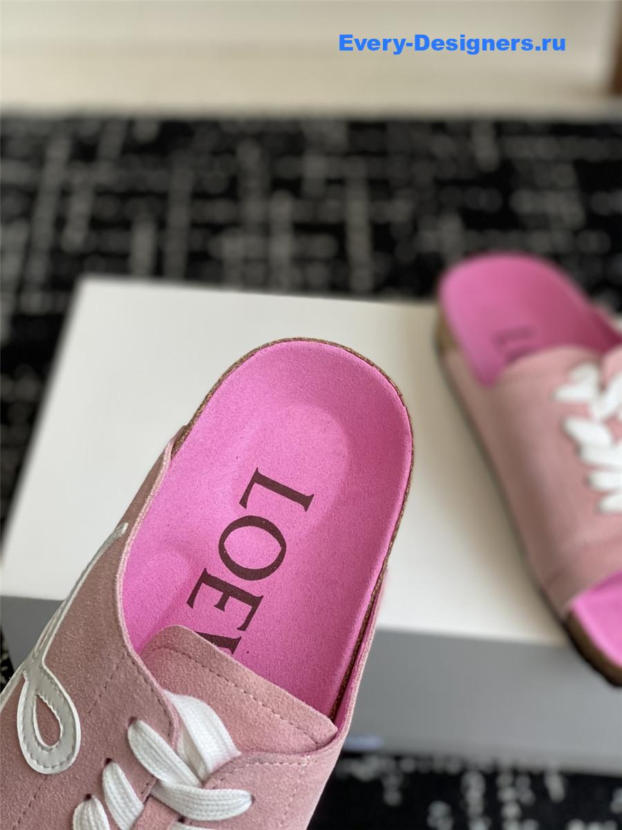 L0ew* logo pink lace-up slides