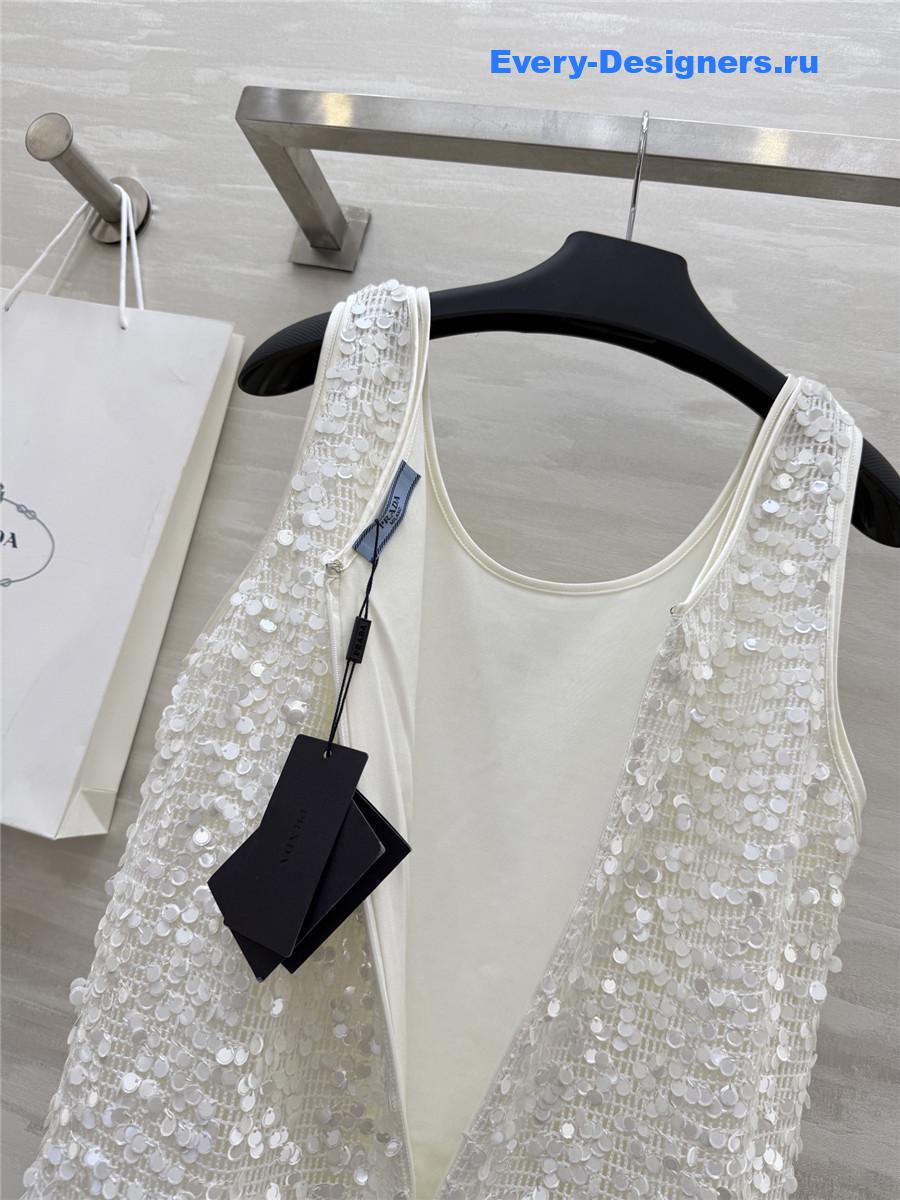 Pra*a white sequined vest dress