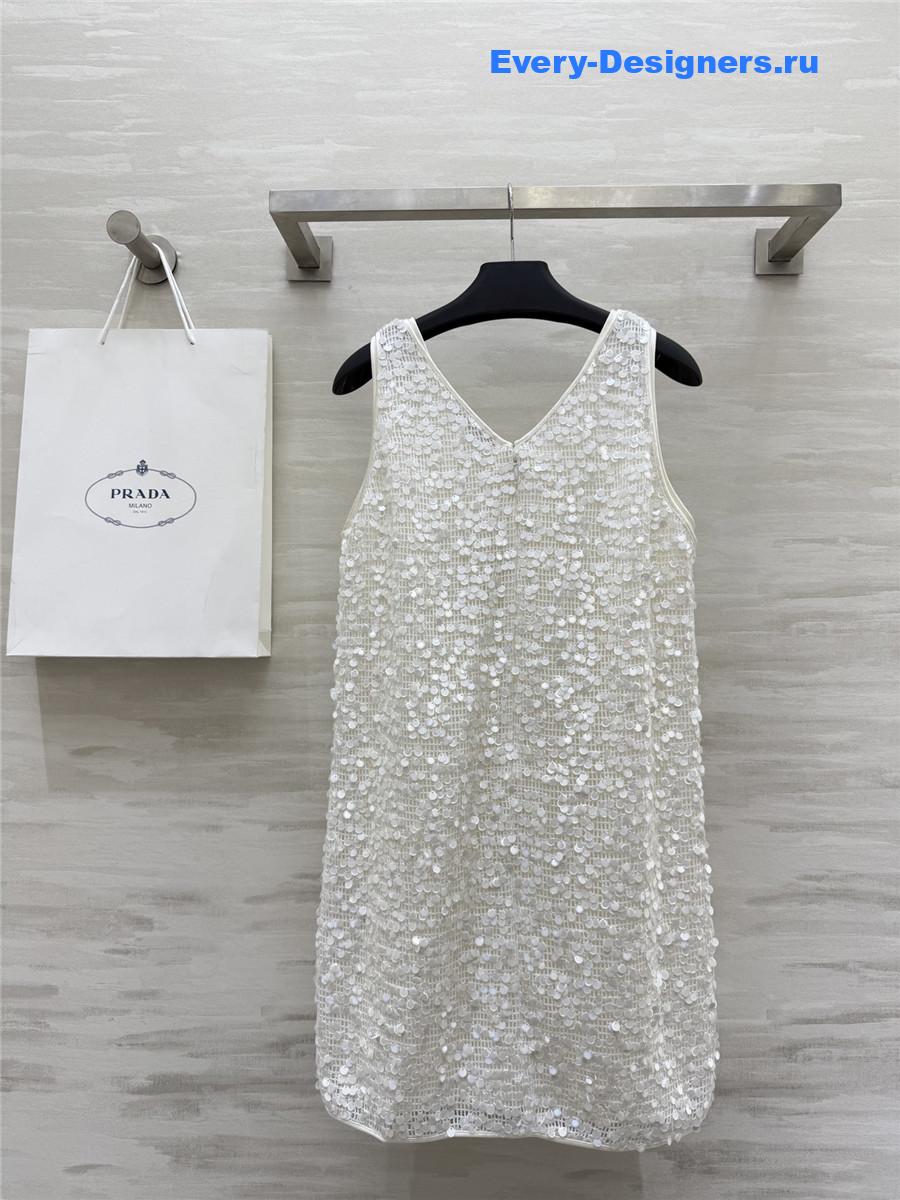 Pra*a white sequined vest dress
