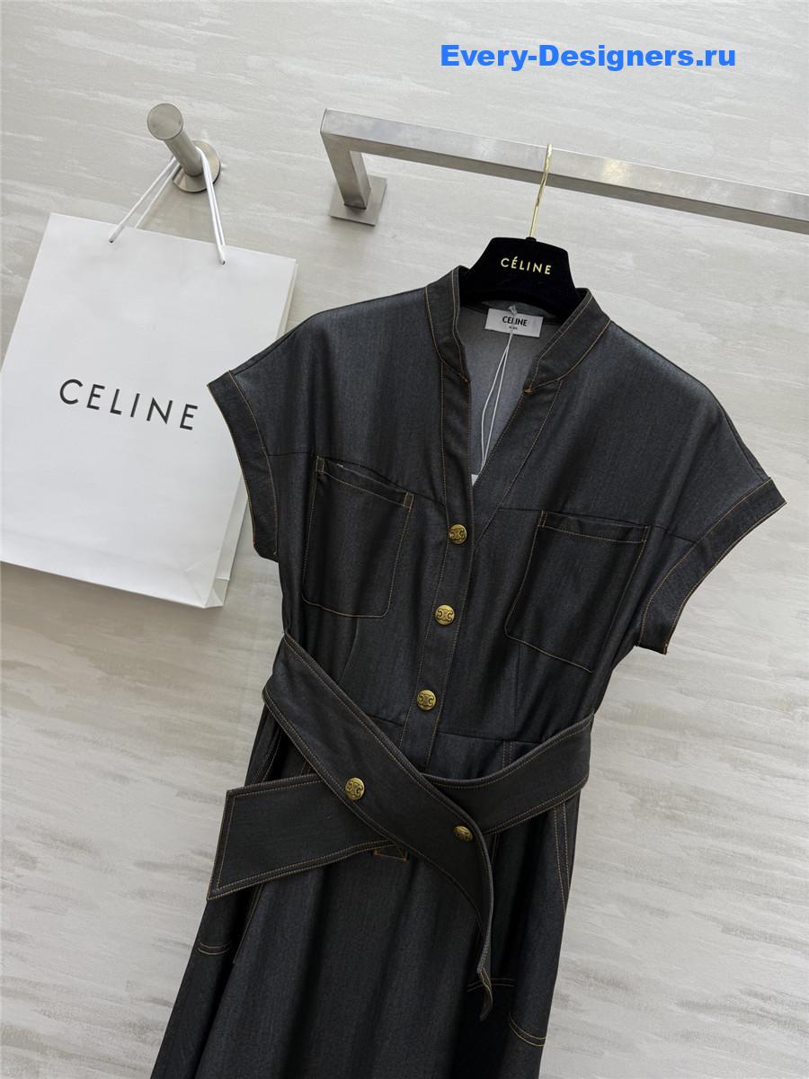 Ce1i*e tencel denim v-neck dress