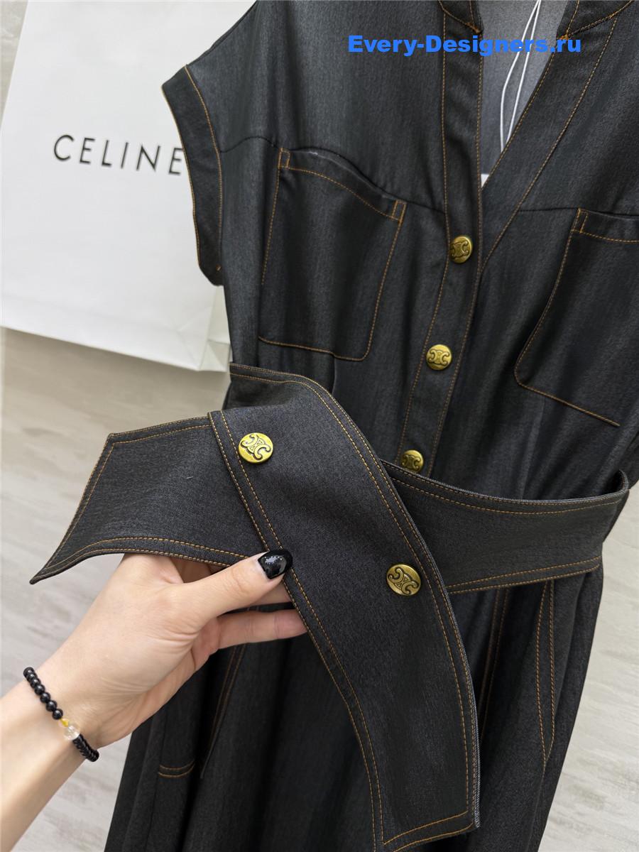 Ce1i*e tencel denim v-neck dress