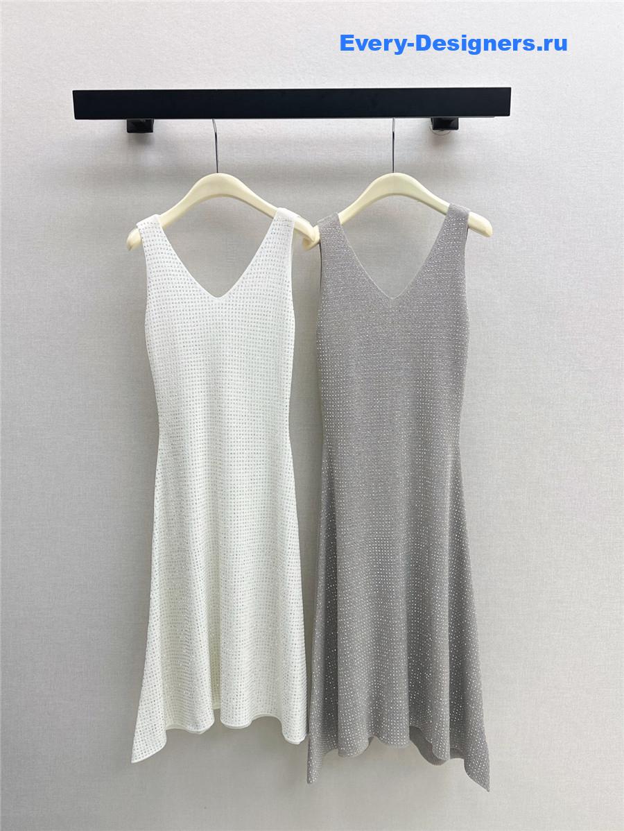 Balmain Gray Knit Vest Dress