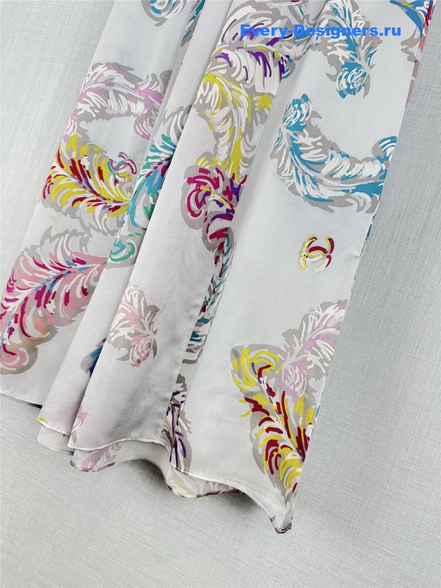 Ch**el feather print silk trousers