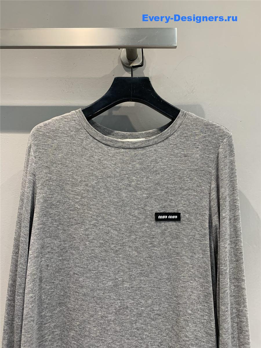 Miu Miu Lace-Trimmed Mini Dress Grey