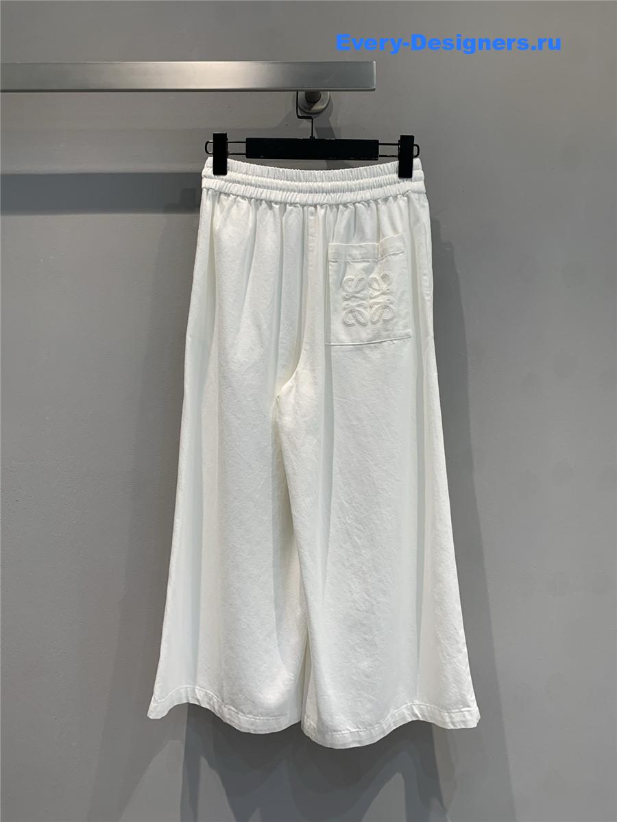 L0ew* white wide-leg cropped trousers