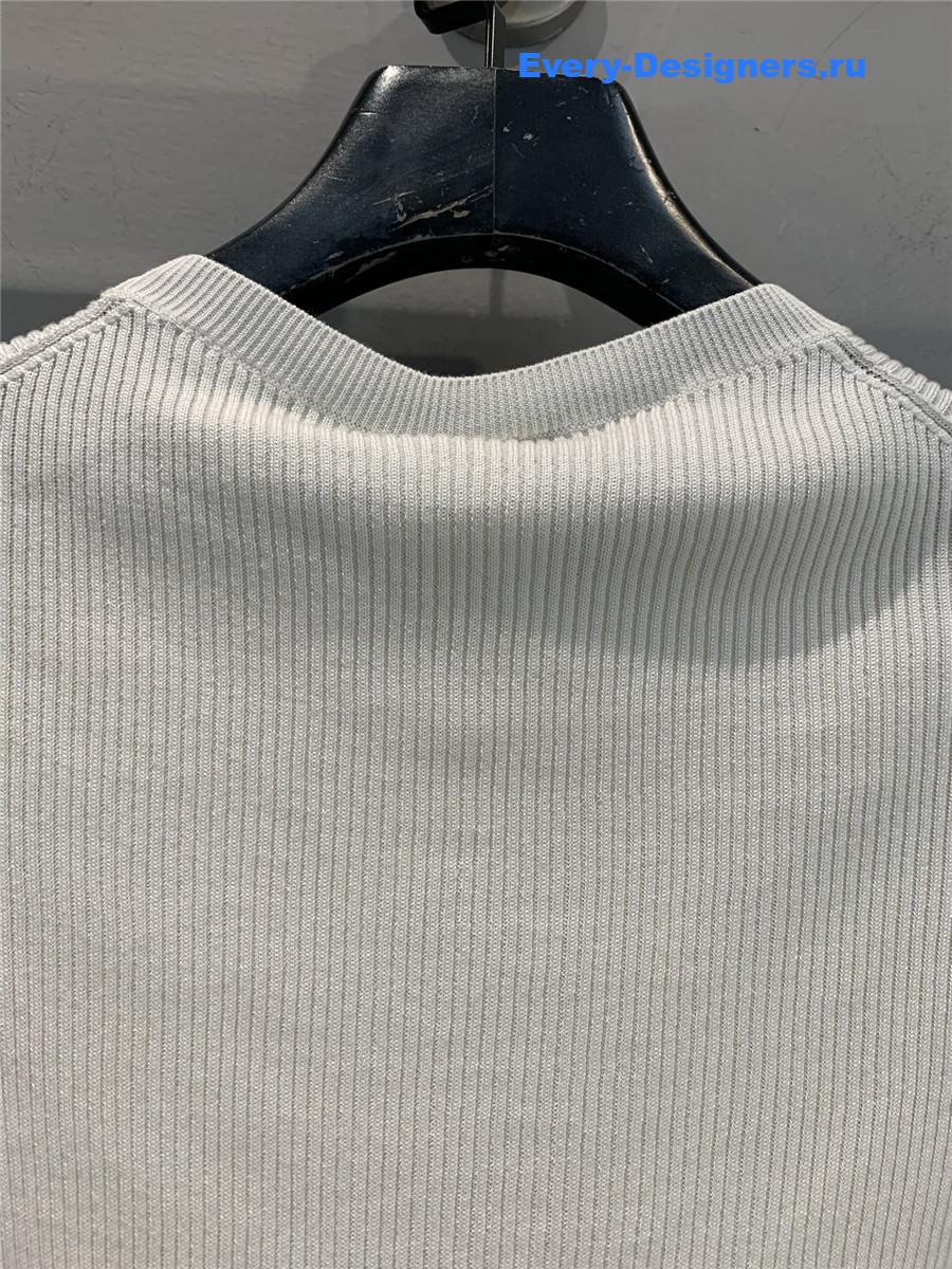 F**di white hollow letter knit top