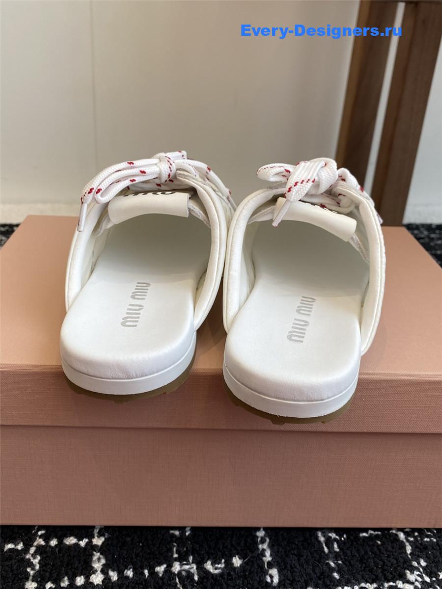 Miu Miu Plume Suede Mules Neutral
