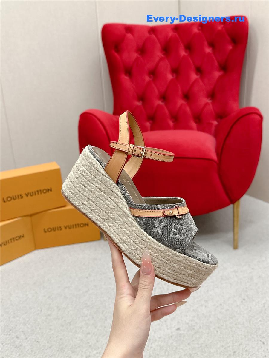 l0vis Vvtt0n helios gray denim wedge sandal