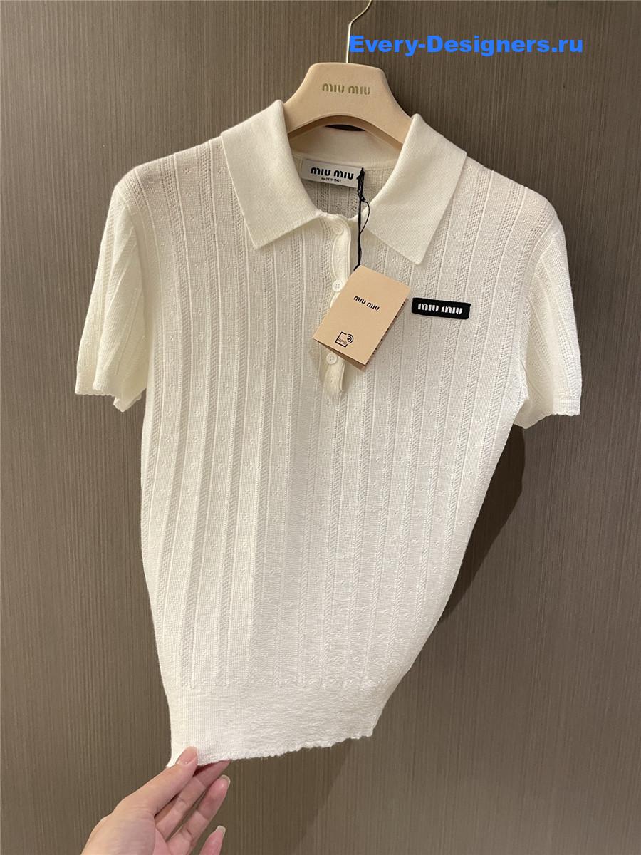 Miu Miu White Cashmere Polo Sweater