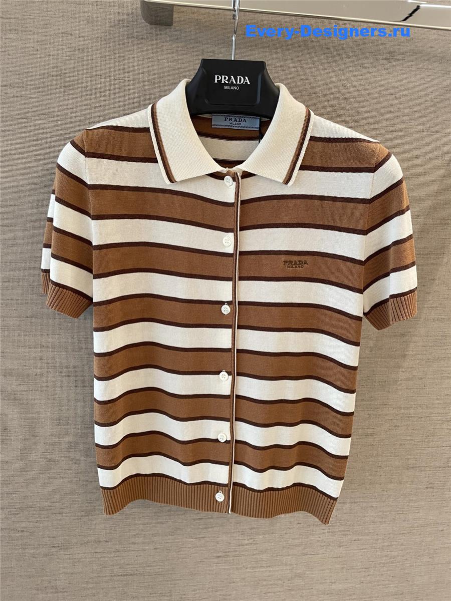 Pra*a brown knitted polo top