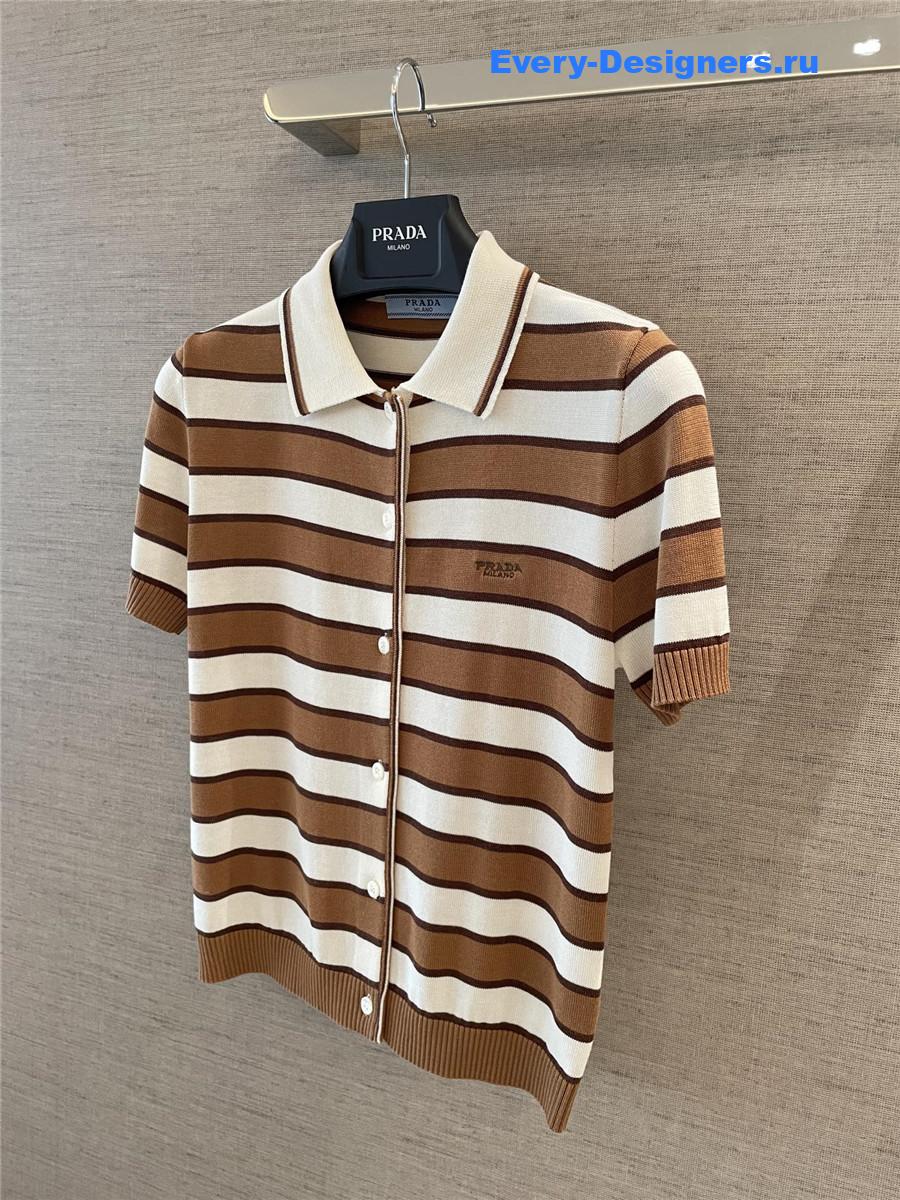 Pra*a brown knitted polo top