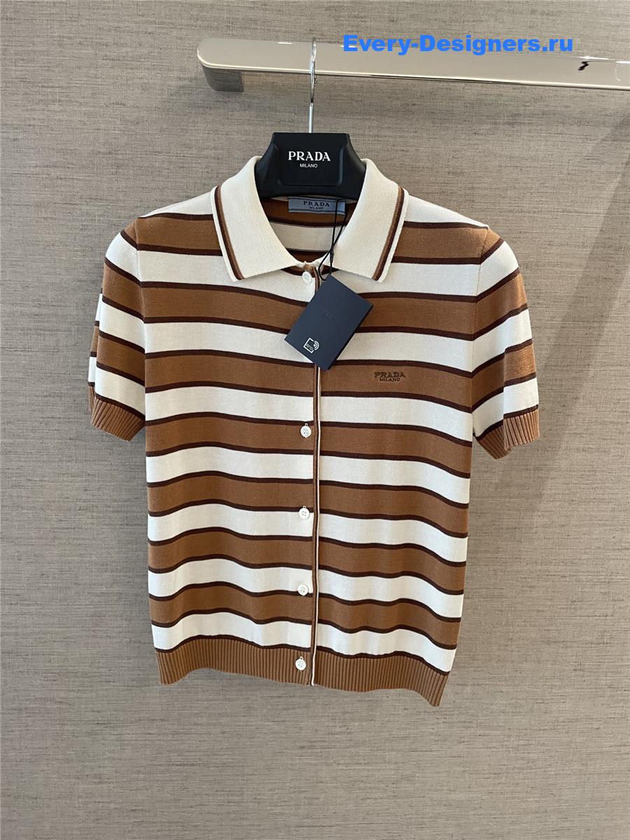 Pra*a brown knitted polo top