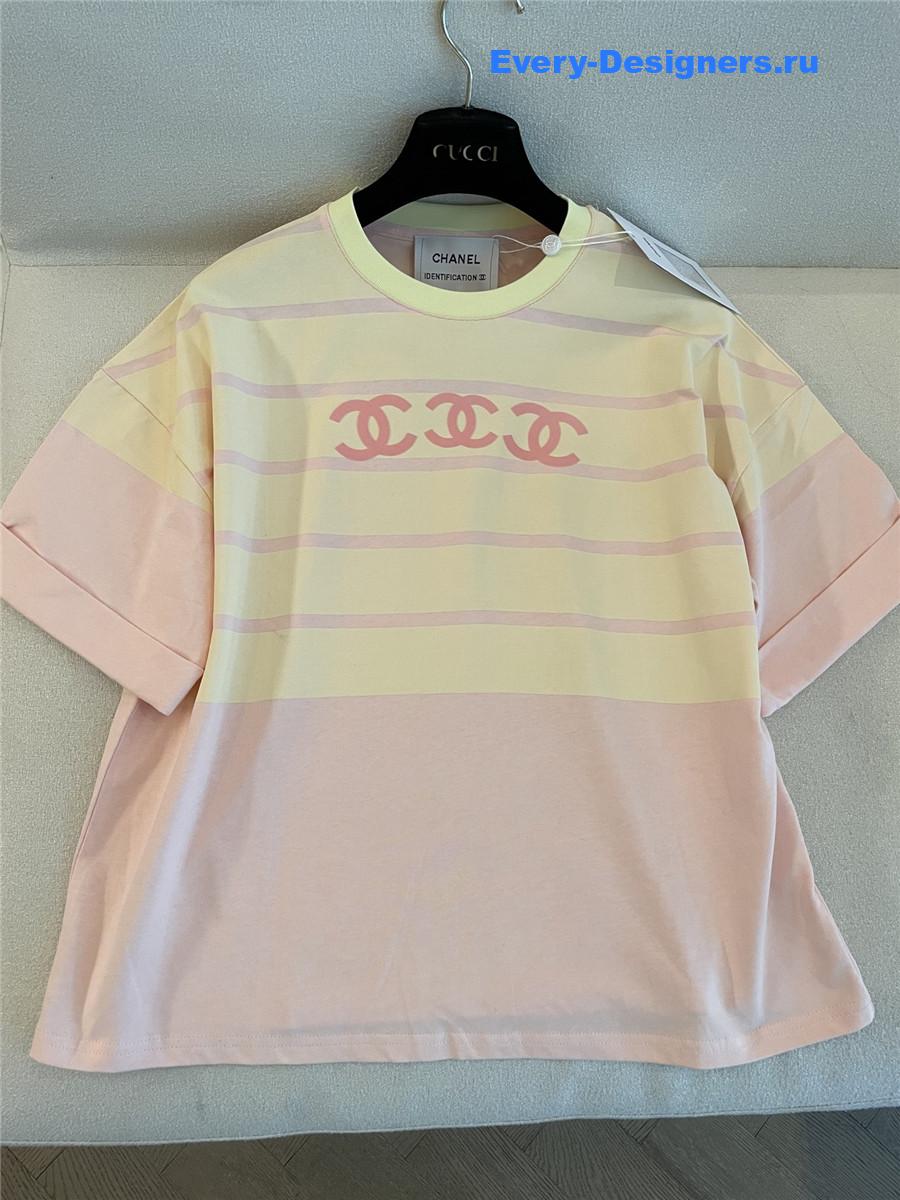 Ch**el cc logo striped cotton top