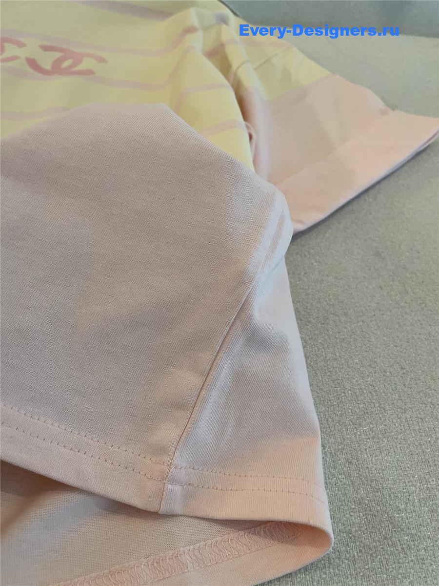 Ch**el cc logo striped cotton top