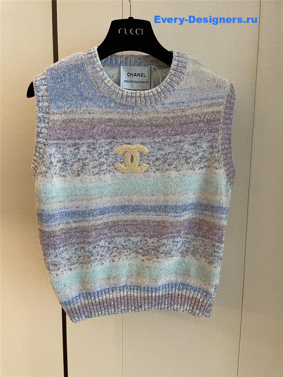 Ch**el rainbow sequin vest