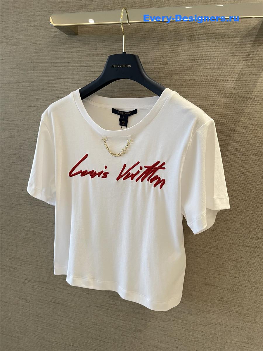 l0vis Vvtt0n cursive crop top