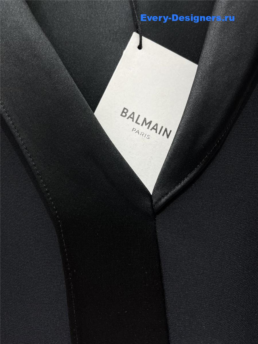 Balmain Black Silk Satin Shirt