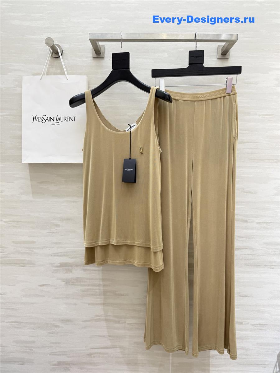 Sa1nt Lau*nt beige vest trouser suit