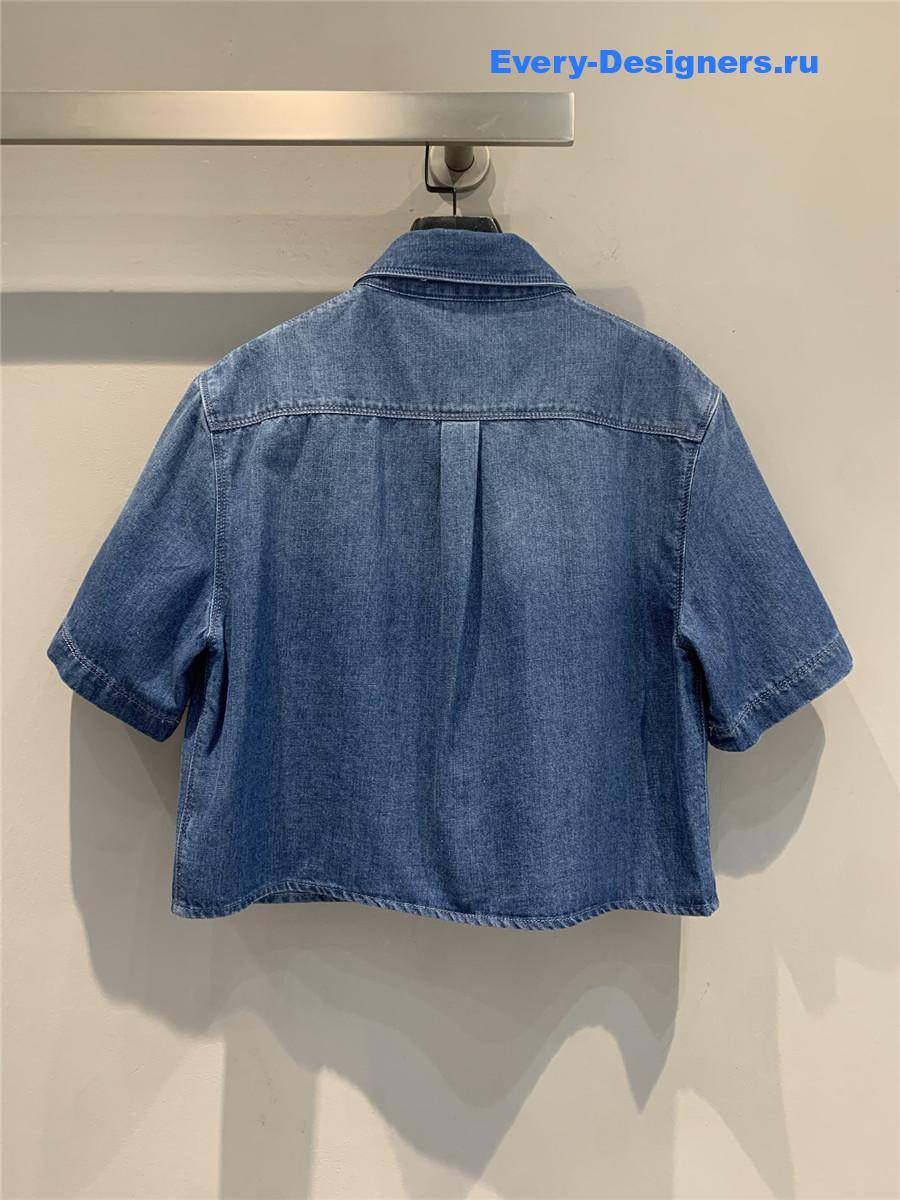 L0ew* anagram-patch blue shirt