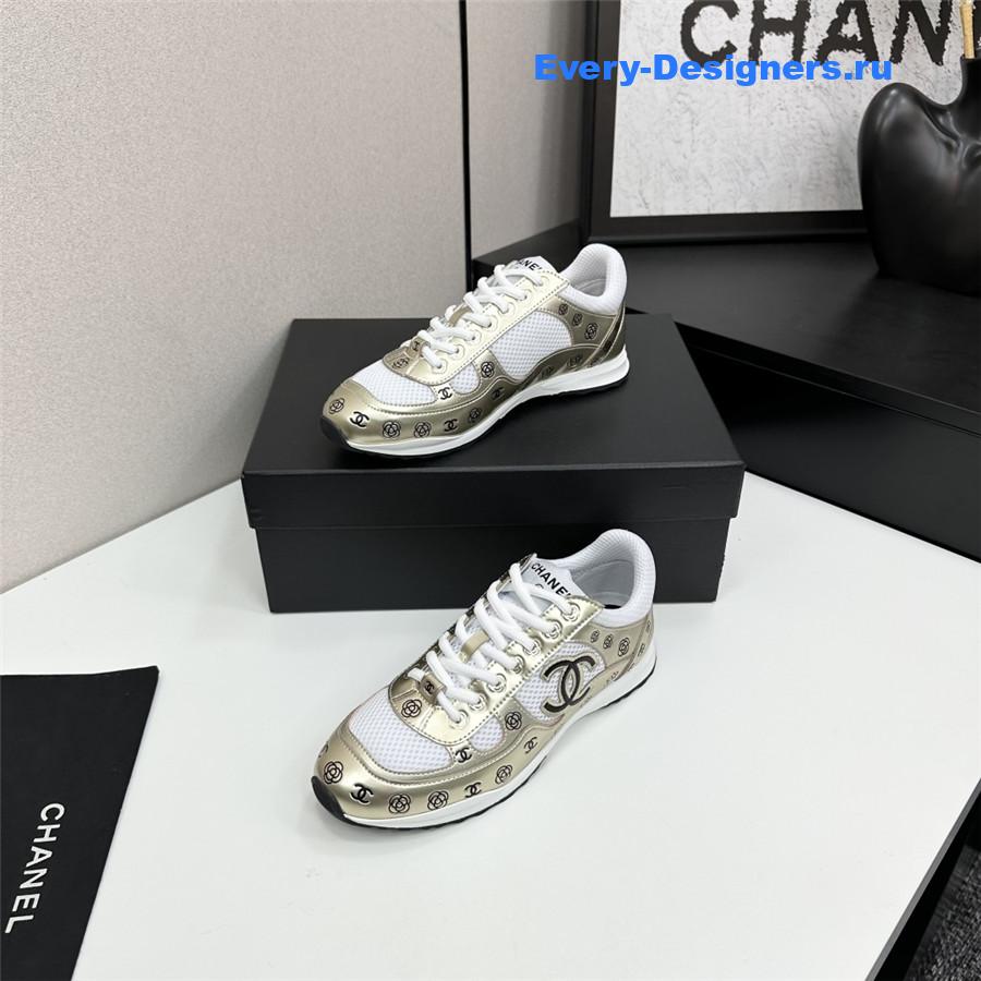 Ch**el cc logo white gold sneaker