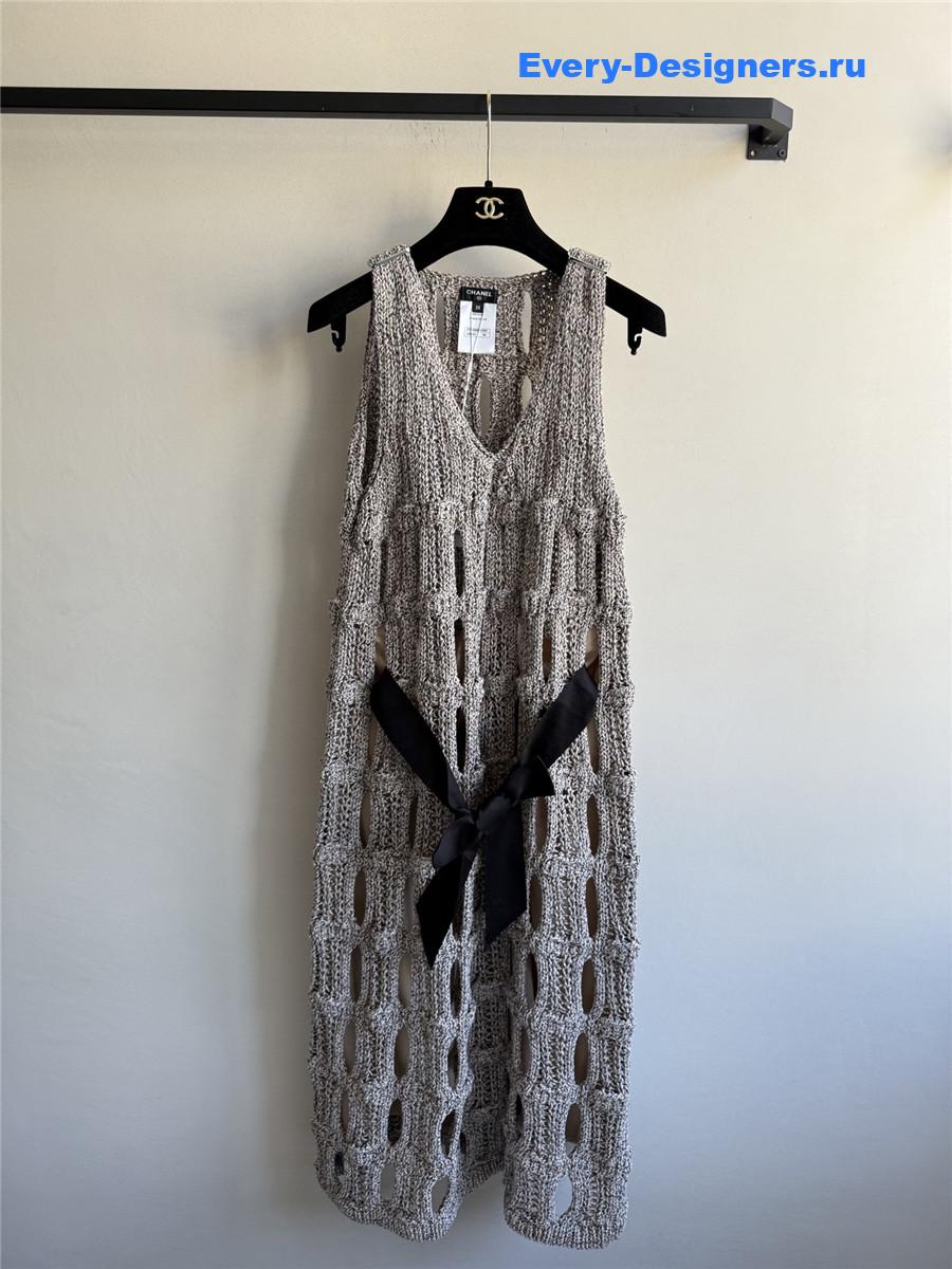 Ch**el grey hollow knit skirt