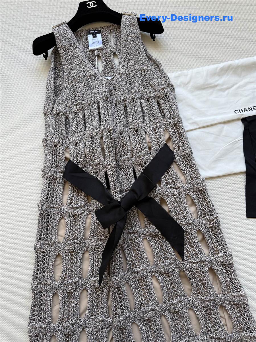 Ch**el grey hollow knit skirt