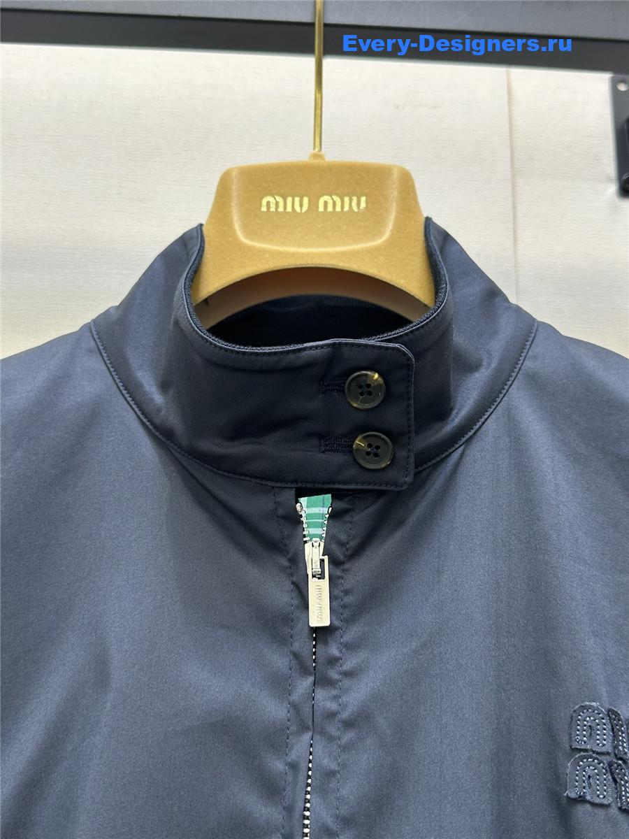 Miu Miu Navy Panama Cotton Jacket