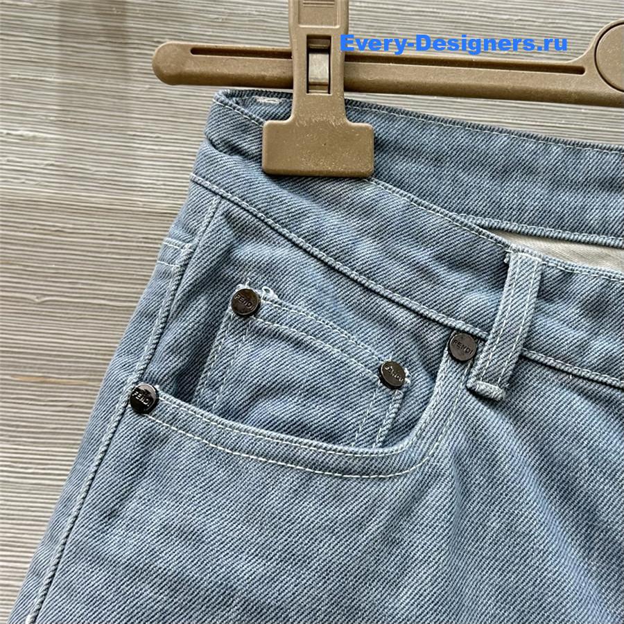 F**di ff embossed denim shorts
