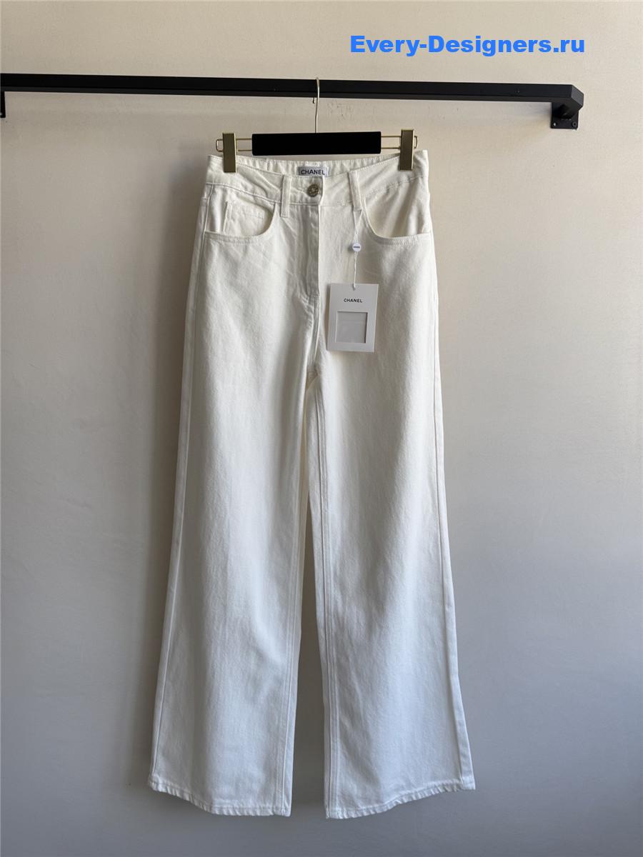 Ch**el cc logo wide-leg jeans