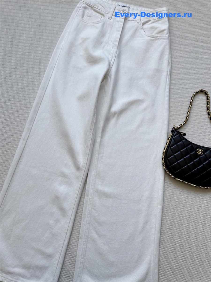 Ch**el cc logo wide-leg jeans