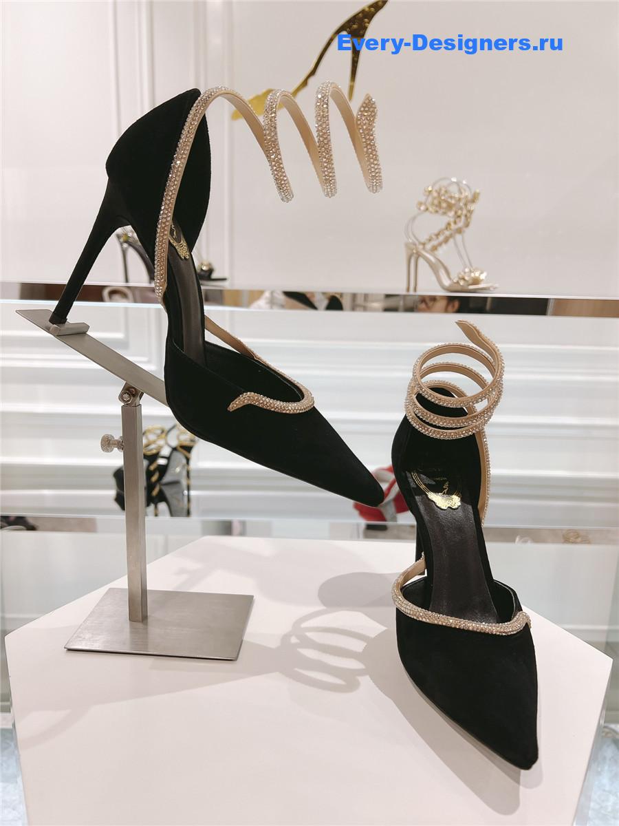 René Caovilla Cleo Black Wraparound Pumps
