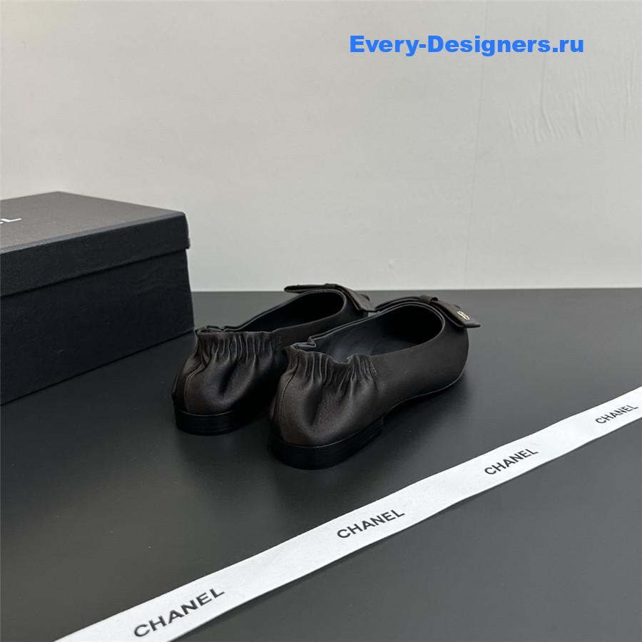 Ch**el black pointed bow ballet flats