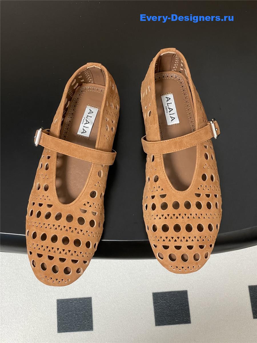 Alaïa Vienne Brown Leather Ballet Flats