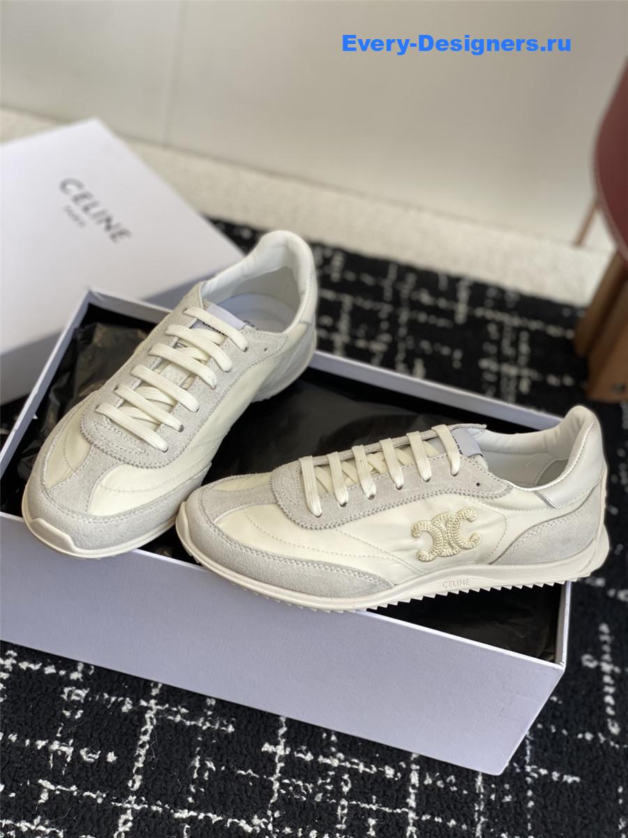 Ce1i*e racer beige low-top sneakers