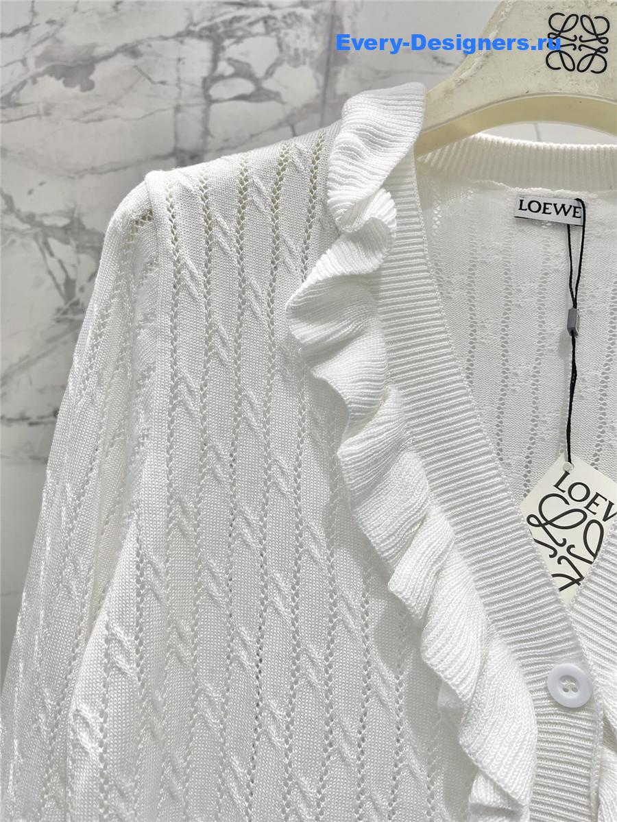 L0ew* white ruffled knit cardigan