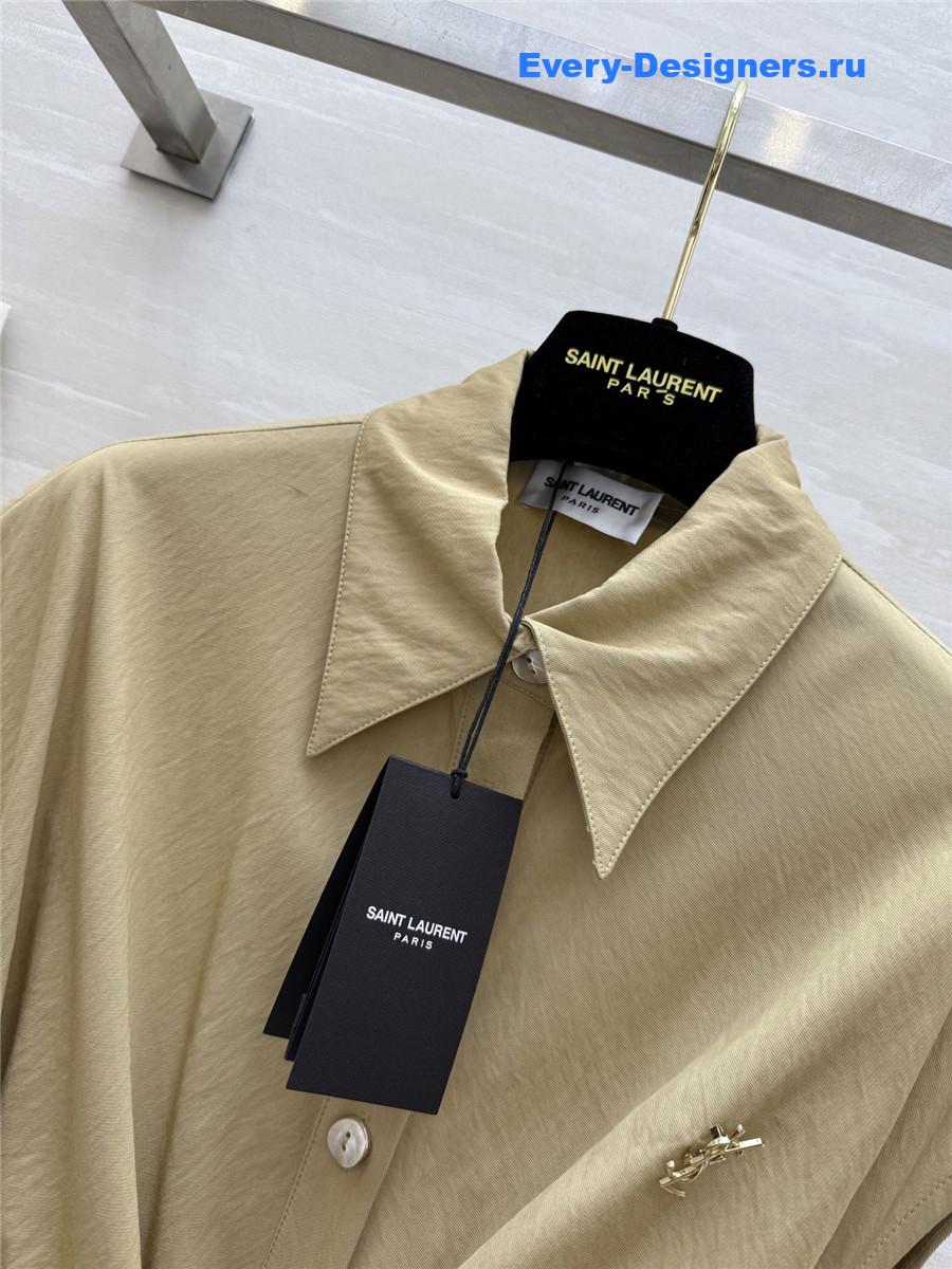 Sa1nt Lau*nt beige cotton shirtdress