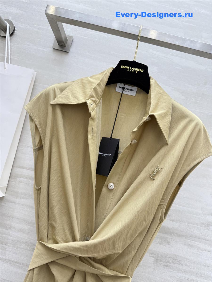 Sa1nt Lau*nt beige cotton shirtdress