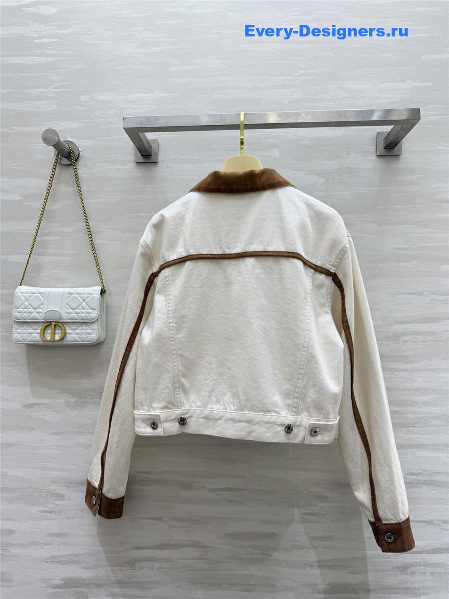 Miu Miu White Patchwork Denim Jacket