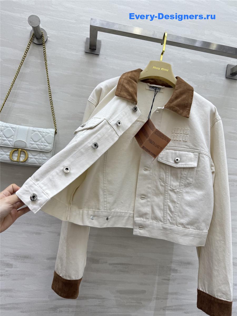 Miu Miu White Patchwork Denim Jacket
