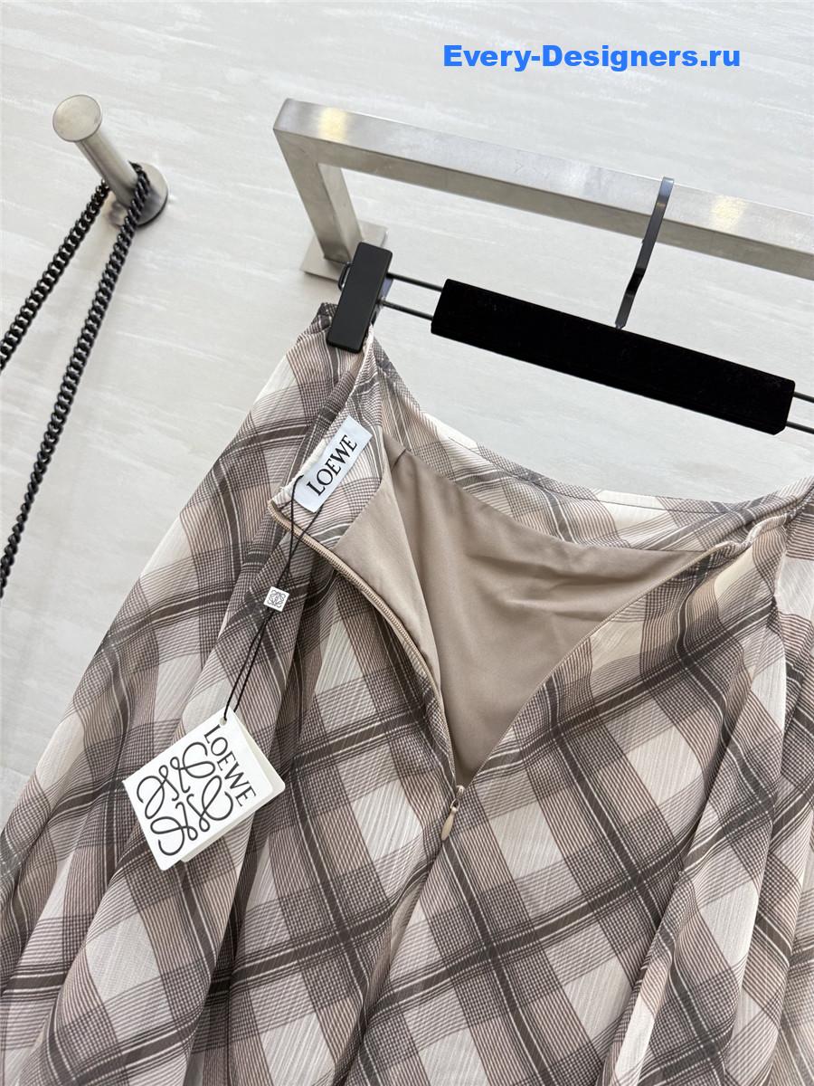 L0ew* red plaid irregular skirt