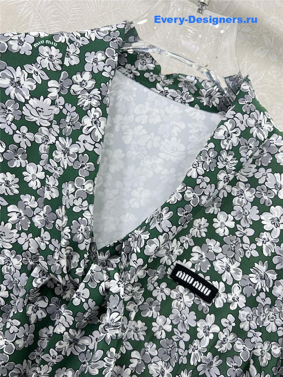 Miu Miu Floral Puff Sleeve Maxi Dress