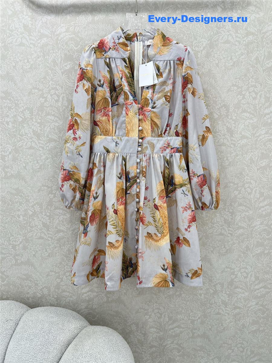 Zimm Colorful Lantern Sleeve Dress