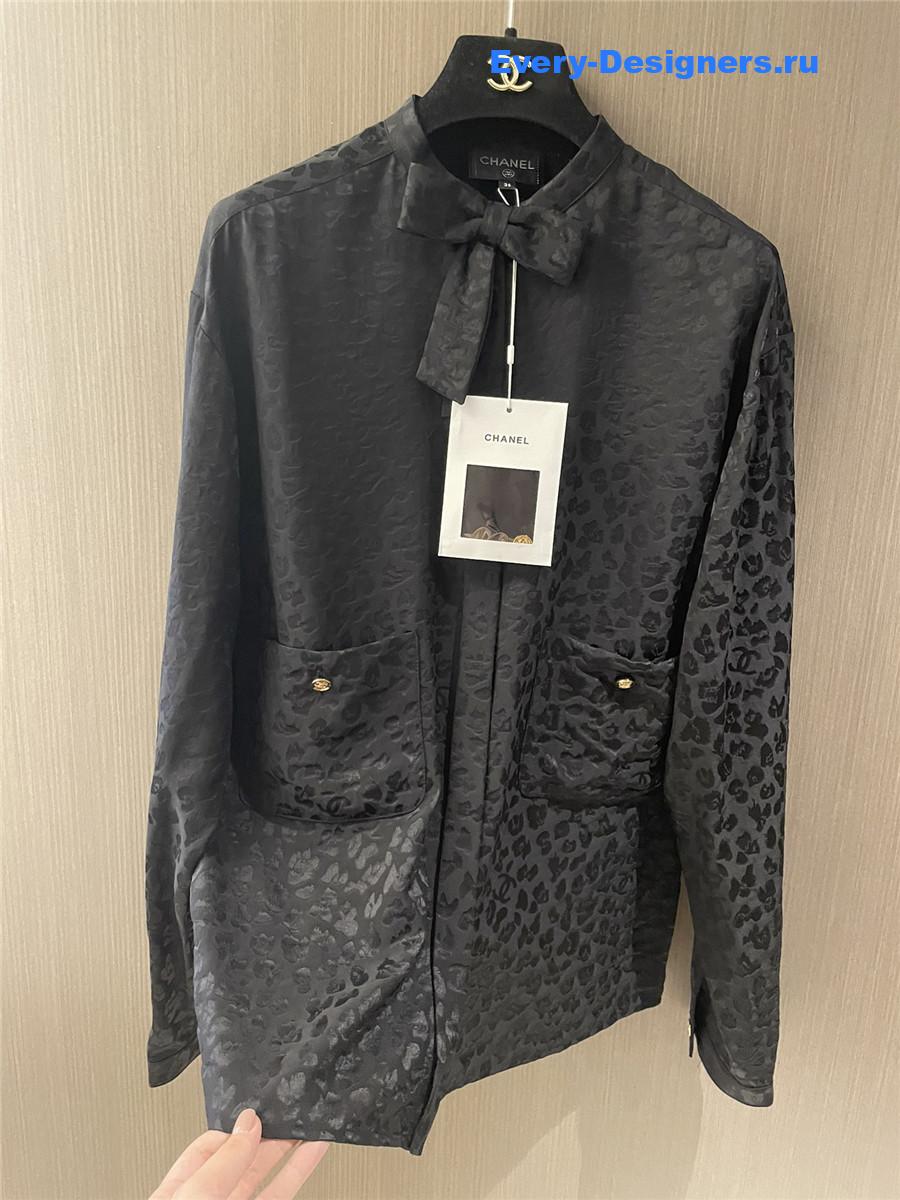 Ch**el black silk jacquard shirt