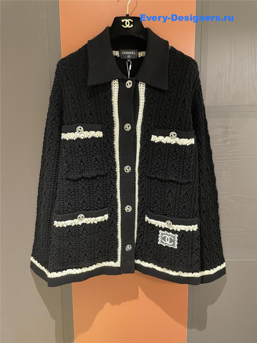 Ch**el black & white knit cardigan