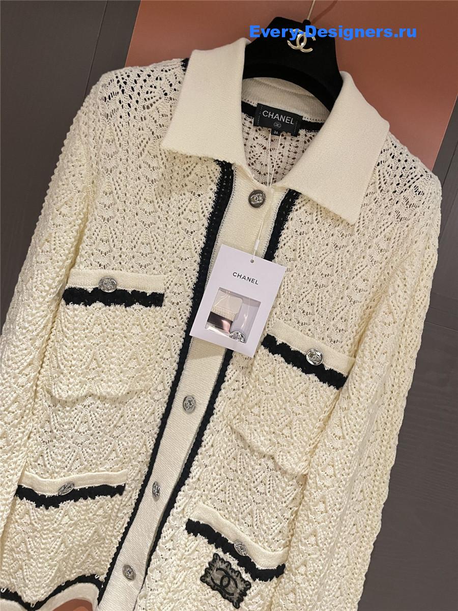 Ch**el white knit cardigan
