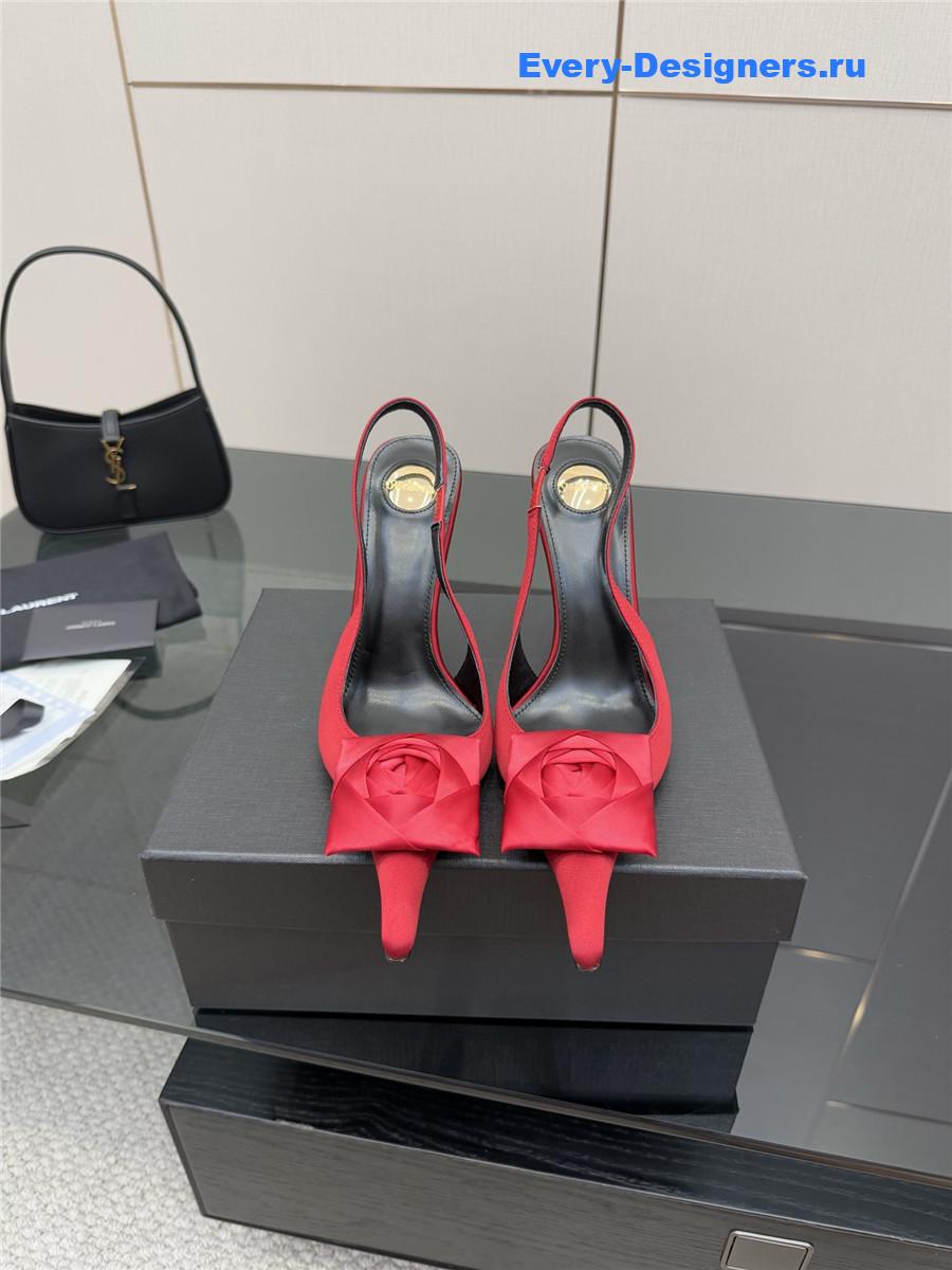 Sa1nt Lau*nt floral slingback pumps in red